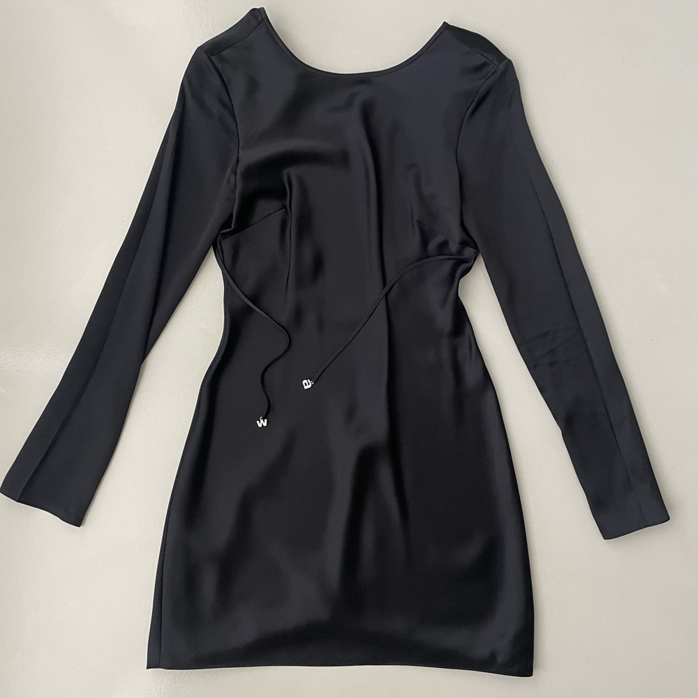 ALEXANDER WANG T LOGO OPEN-BACK SATIN MINI DRESS Size 2 - Picture 4 of 7